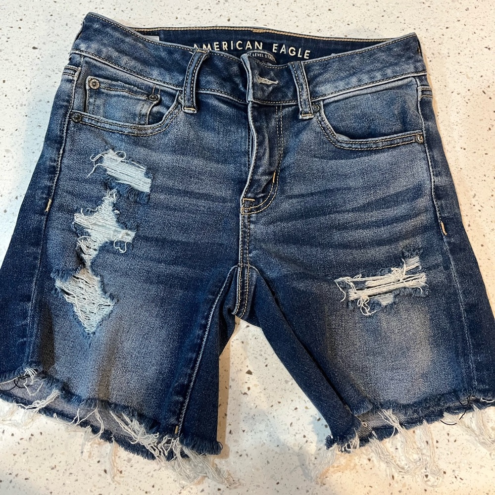 American Eagle midi jean shorts size 0